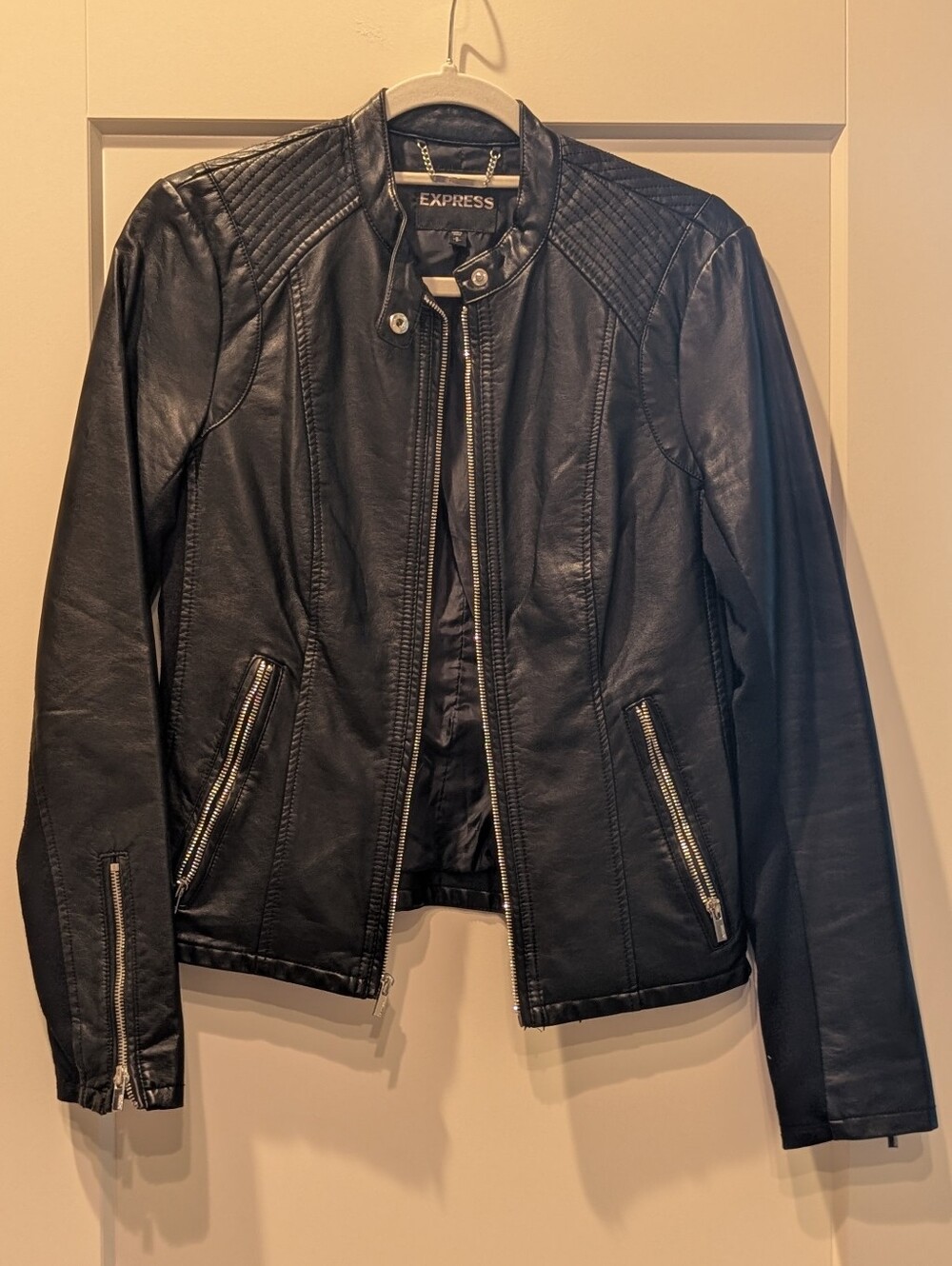 Express Black Faux Leather Moto Jacket - Small